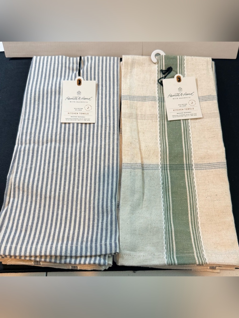 Hearth & Hand Blue and White Striped Kitchen Towels - 2 Sets of 2